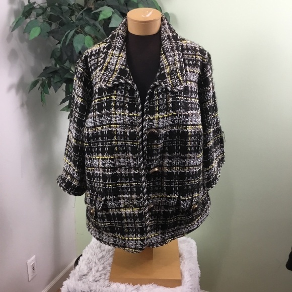 Grace Elements 20W three quarter sleeve button down blazer - Picture 1 of 14